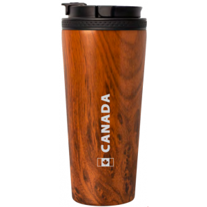 Stainless Steel Insulated Sport Car Mug with Handle in Teakwood