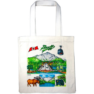 Tote Bag 13x13inch - Canadian Rockies Jasper Banff Sketch(CB023) Tote Bag 13x13inch - Canadian Rockies Jasper Banff Sketch