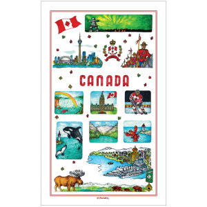 Tea Towel - Canada Sketch 65x40cm(CJ009) Tea Towel - Canada Sketch 65x40cm
