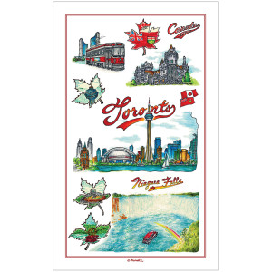 Tea Towel - Toronto Niagara Falls Sketch 65x40cm(CJ013) Tea Towel - Toronto Niagara Falls Sketch 65x40cm