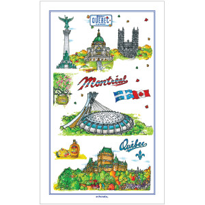 Tea Towel - Quebec Montreal Sketch 65x40cm(CJ014) Tea Towel - Quebec Montreal Sketch 65x40cm